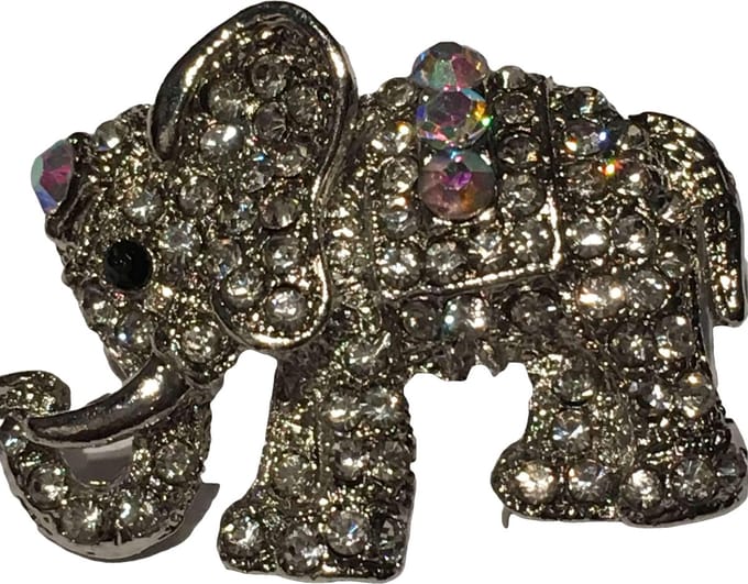 Petra's Sieradenwereld - Broche olifant zilverkleurig met strass