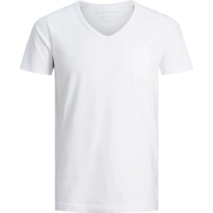 Jack & Jones witte heren t-shirt   V-hals   Slim Fit   Korte mouw Wit M