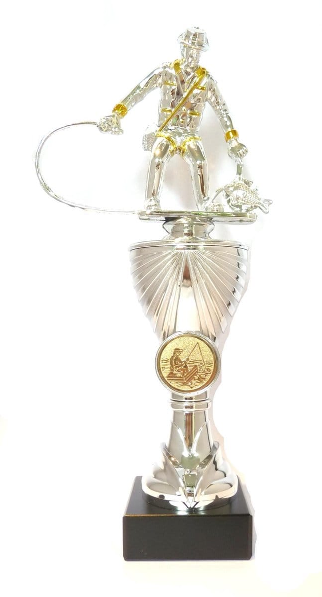 Vissersbeker 24 cm Bootvissen Goud – Visbeker Prijs Roofvisviswedstrijd Zeevissen Beker Trofee