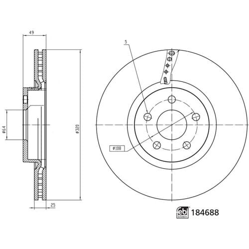 Remschijf FEBI BILSTEIN 184688, 1 stuk