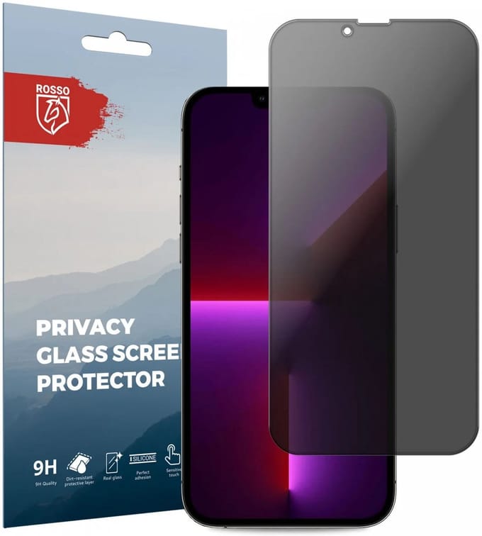Rosso Privacy Screen Protector Geschikt voor de Apple iPhone 13 Pro Max - 9H Gehard Glas - Case Friendly Tempered Glass - Eenvoudige Installatie