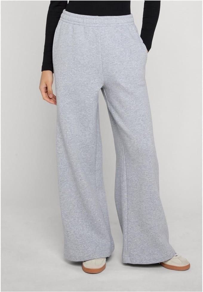 Urban Classics - Fluffy wideleg Dames joggingbroek - XXL - Grijs