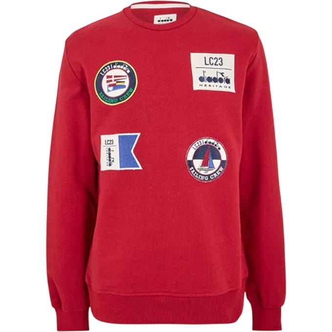 Diadora Heren Sailing Patch Regular Sweatshirt met lange mouwen (Rood)