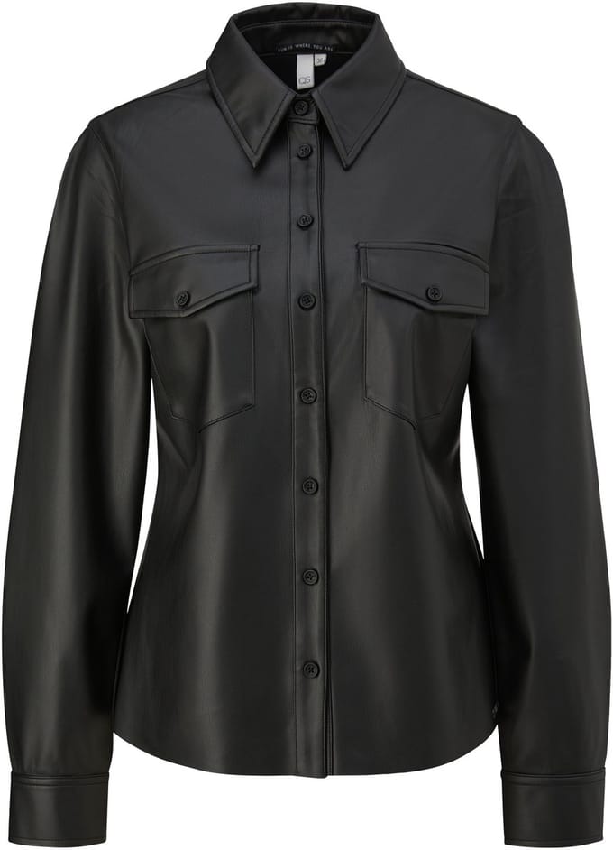 Getailleerde blouse in fauxleer dames QS