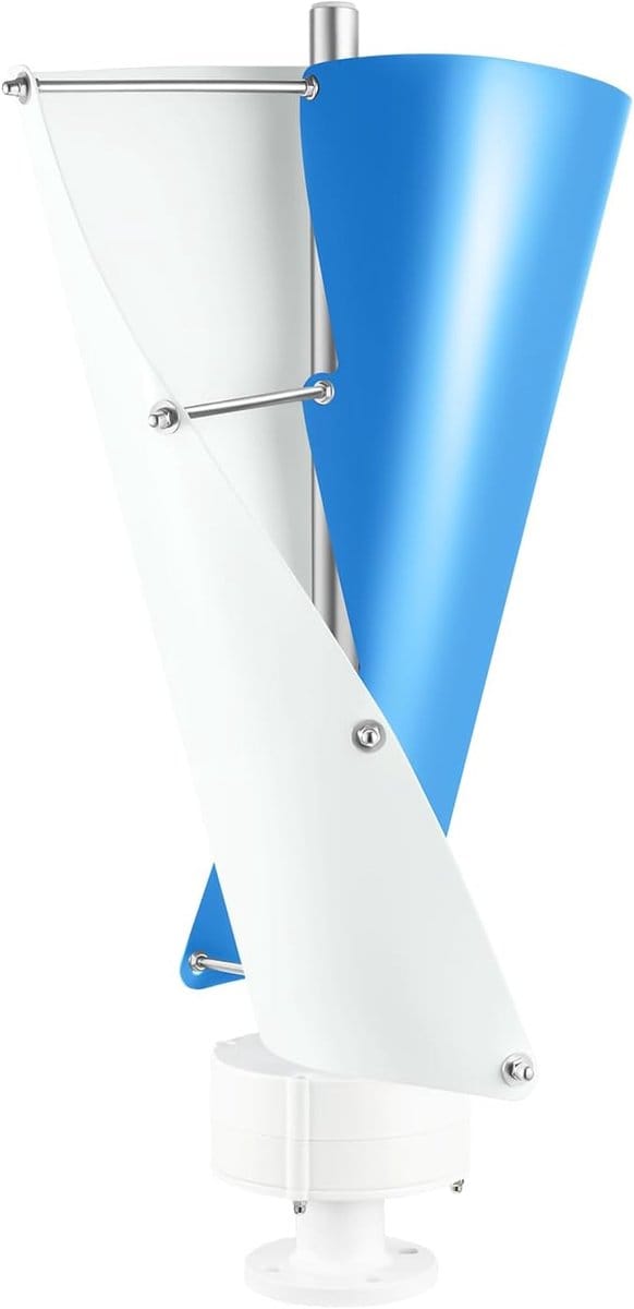 Verticale Windturbine - Windmolen Generator - Energie Opwekken - Spiraal Ontwerp - 100 Watt - Wit Blauw
