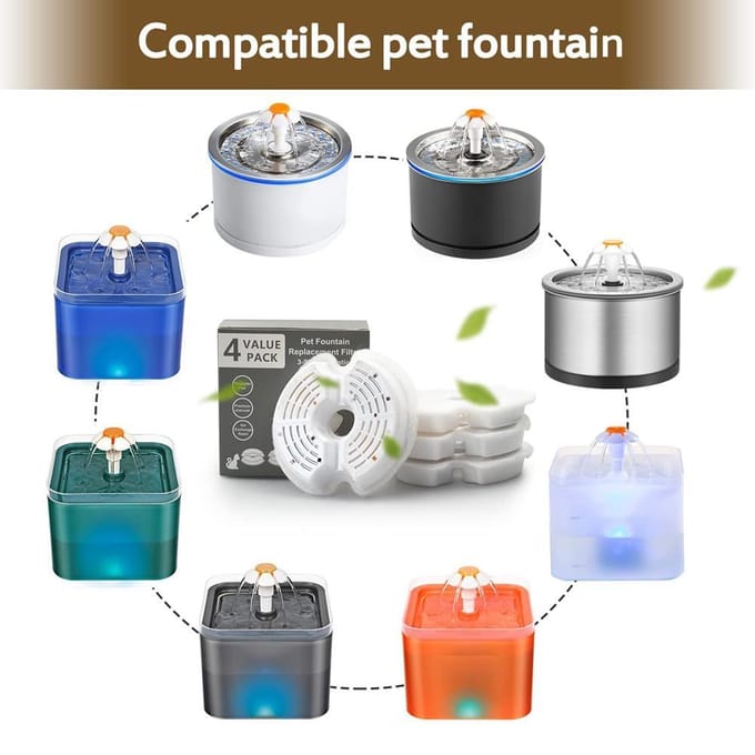 Vervangende cartridge voor waterdispenser voor huisdierenkatten 4Pcs/Set wit