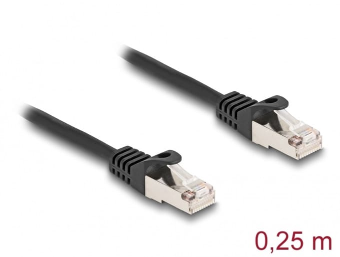 Delock 80185 RJ50 Netwerkkabel, patchkabel Kabel S/FTP 0.25 m Zwart Afgeschermd 1 stuk(s)