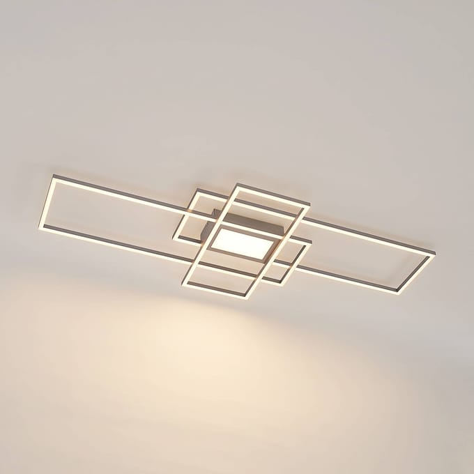 Lindby LED plafondlamp Caitlin, nikkel, metaal, 105cm
