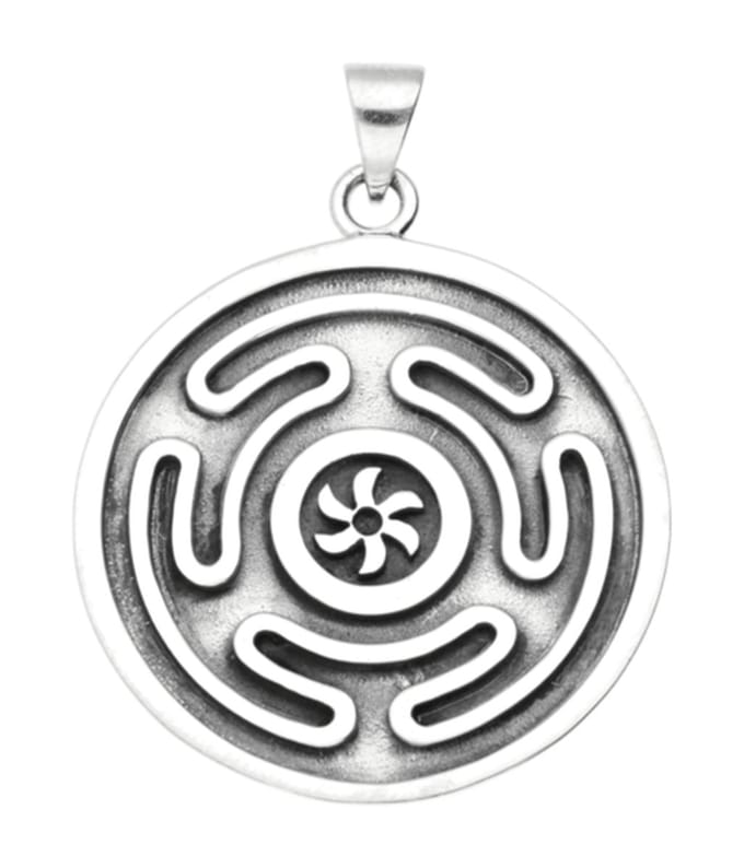 Zilveren Wiel van Godin Hecate kettinghanger