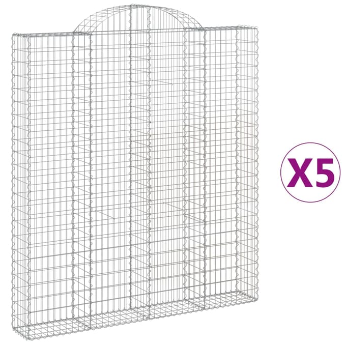 vidaXL - Schanskorven - 5 - st - gewelfd - 200x30x220/240 - cm - ijzer