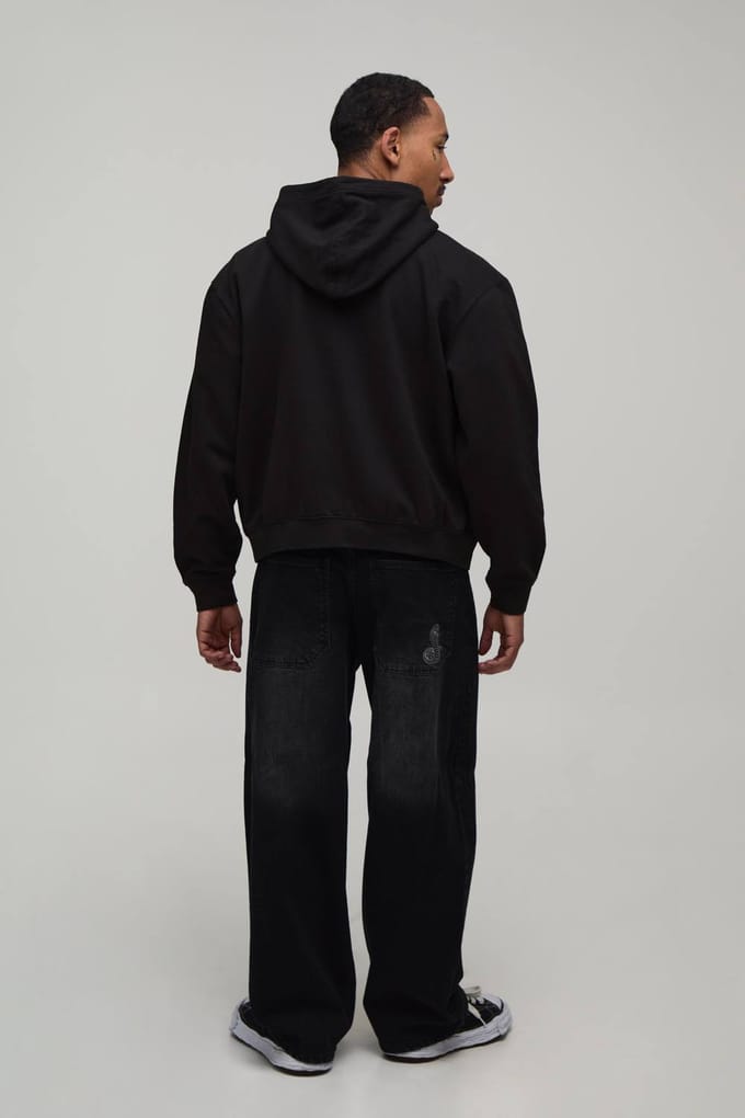 Zwarte Oversized Boxy Lady Gaga Licentie Bedrukte Hoodie Met Rits | Black | Size Medium