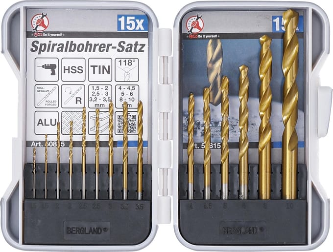 BGS - HSS Drills Set - Metaal Boren set | titanium nitrated | 1.5 - 10 mm | 15 stuks - BGS50815
