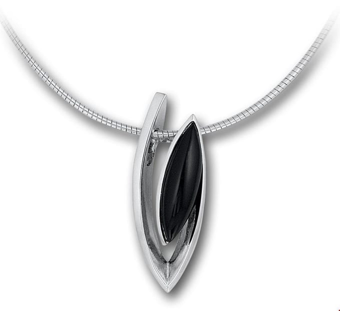 Zilver Gerhodineerde Collier onyx 42+3 cm 1305911