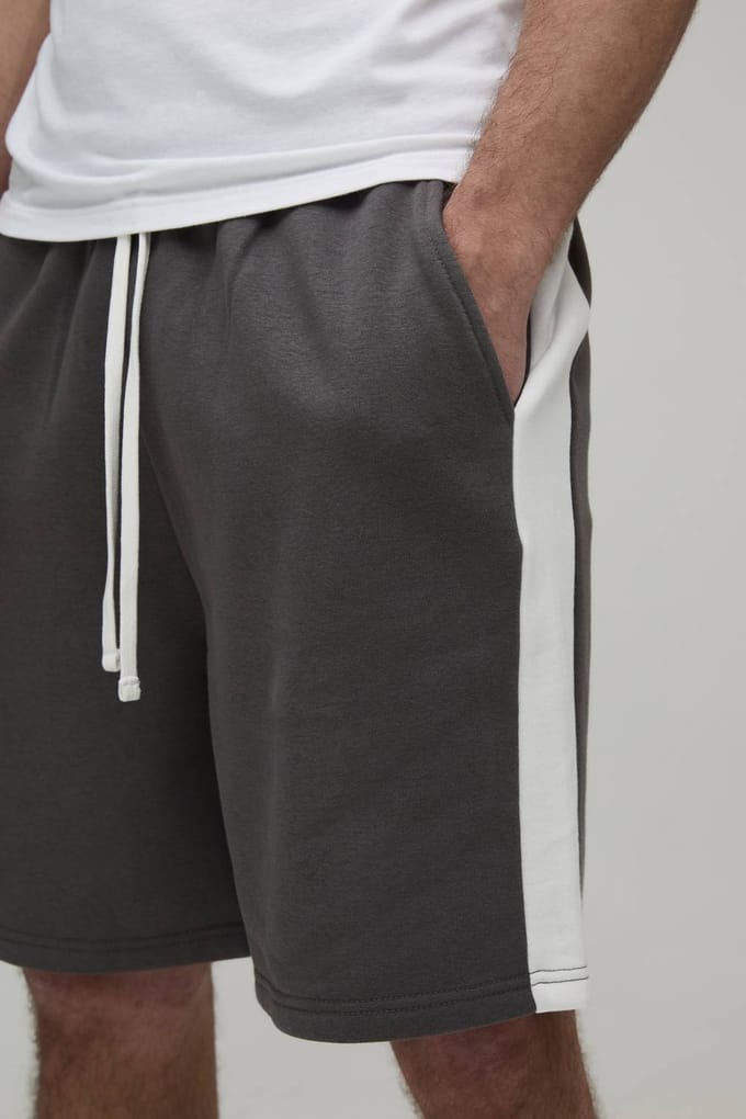 Relaxed Fit Panelled Jersey Short | Charcoal | Size XL