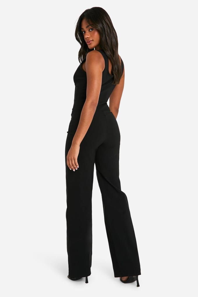 boohoo Dames Eyelet Korset Jumpsuit | Zwart | Maat: 38