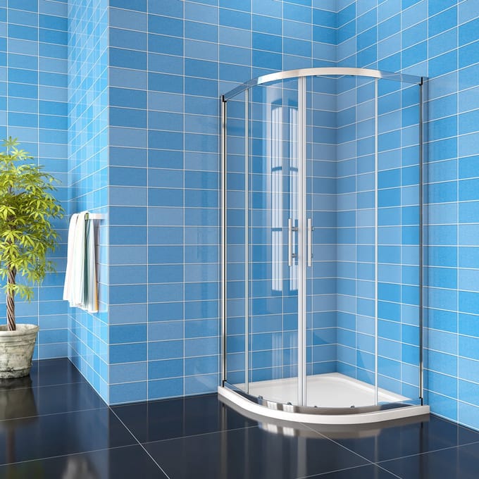 Aica douchecabine kwartrond 90x90x185cm - 5mm helder glas - chroom