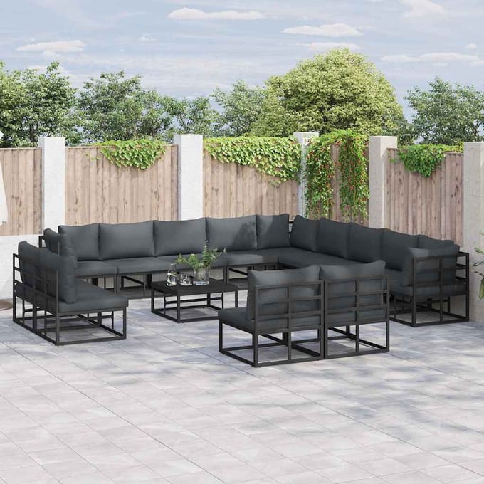 vidaXL - Tuinbank - Set - 13 - st - Zwart - Aluminium