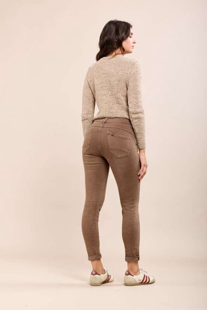 Toxik3 - crinkle Jeans 5 button slim fit choco