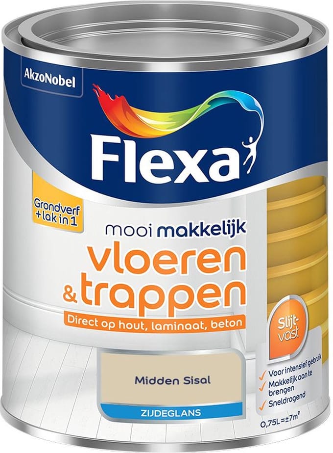 Flexa - Mooi Makkelijk Vloeren & Trappen Zijdeglans - Midden Sisal - Mengverf - 750 Ml