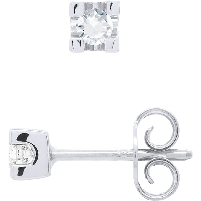 Oorbellen Solitaires 0,15 Cts Diamond White Gold 18k