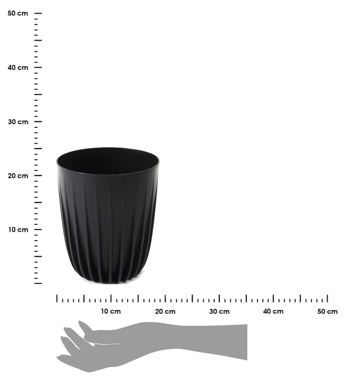 HowHomely - Stripped ECO Recycled Bloempot - Zwart - Duurzaam - UV-bestendig