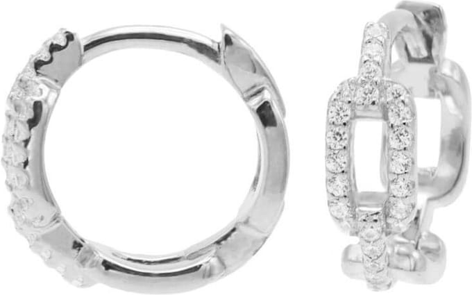 Karma Oorringen Hinged Hoops Zirconia Big Chain 12 mm Zilver