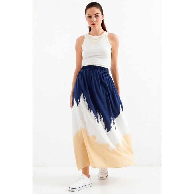 Gradient Maxi Rok met Elastische Taille