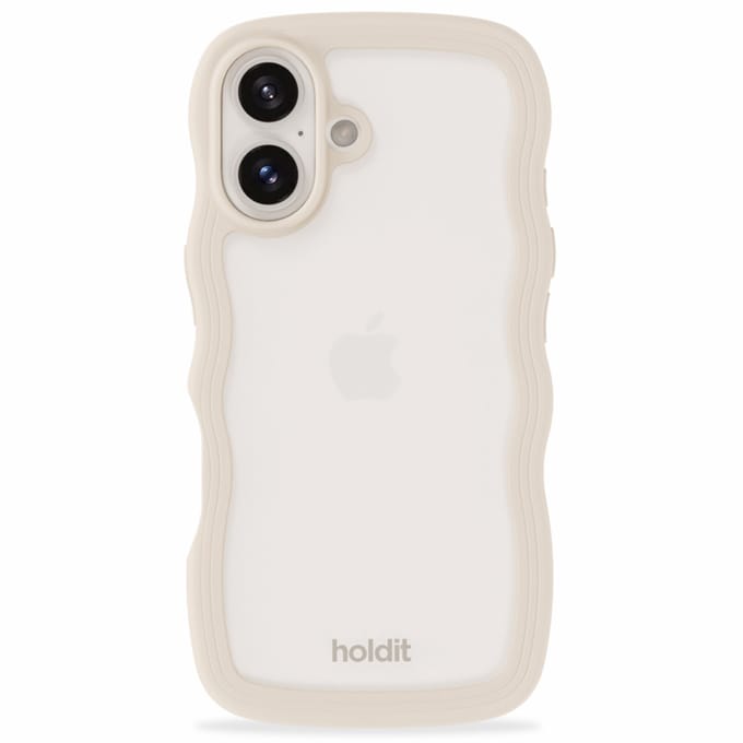 Holdit Wavy Case geschikt voor Apple iPhone 16 - Transparent / Light Beige
