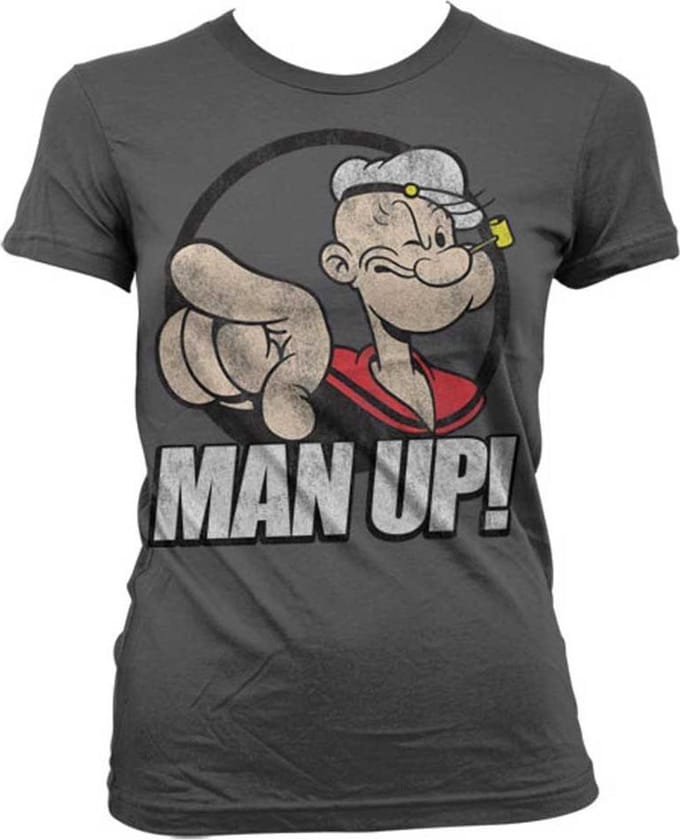 Popeye Dames Tshirt -S- Man Up! Grijs
