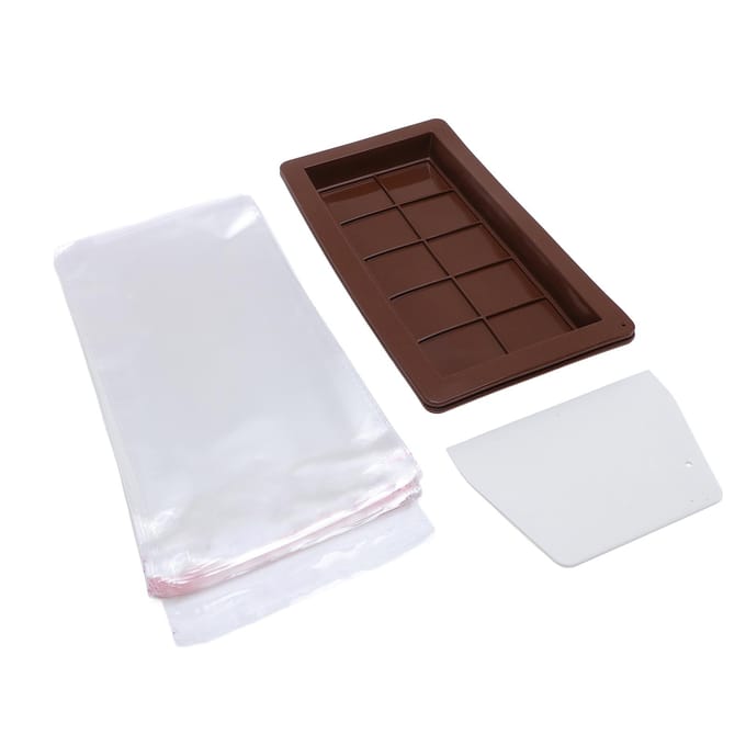 2 stuks Chocoladereep Sjabloon Wasbaar Herbruikbaar Siliconen Chocolademaker met Zakjes en Schraper voor black