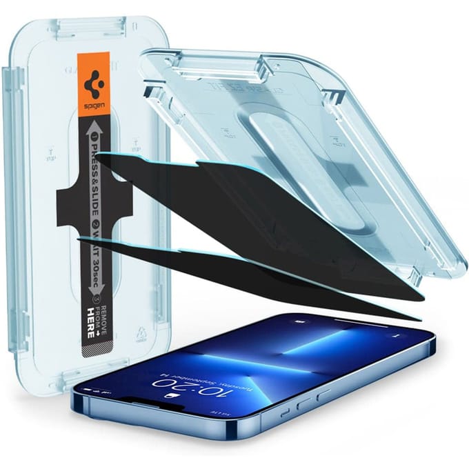 Spigen GLAStR Privacy EZ Fit Screenprotector + Applicator - 2-pack voor de Apple iPhone 13 Pro Max