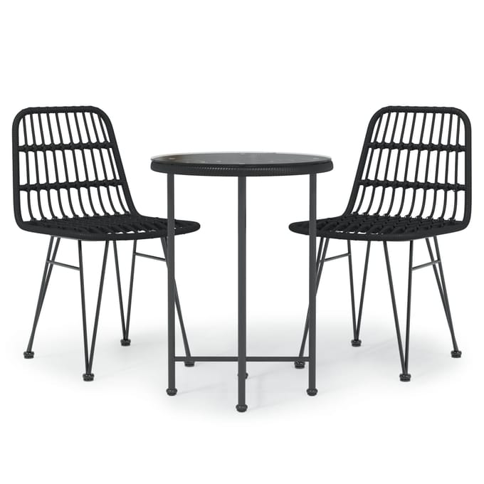 vidaXL - 3-delige - Tuinset - poly - rattan - zwart