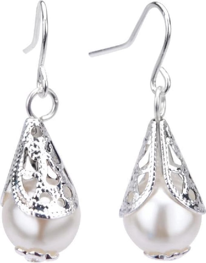 Behave - Oorhangers dames parel druppelvorm - Klassieke stijl