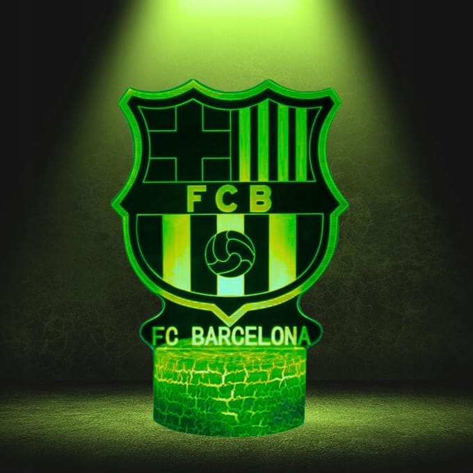 Veilleuse Pour Enfants Logo Blason Fc Barcelone 16 LED 3D + Télécommande