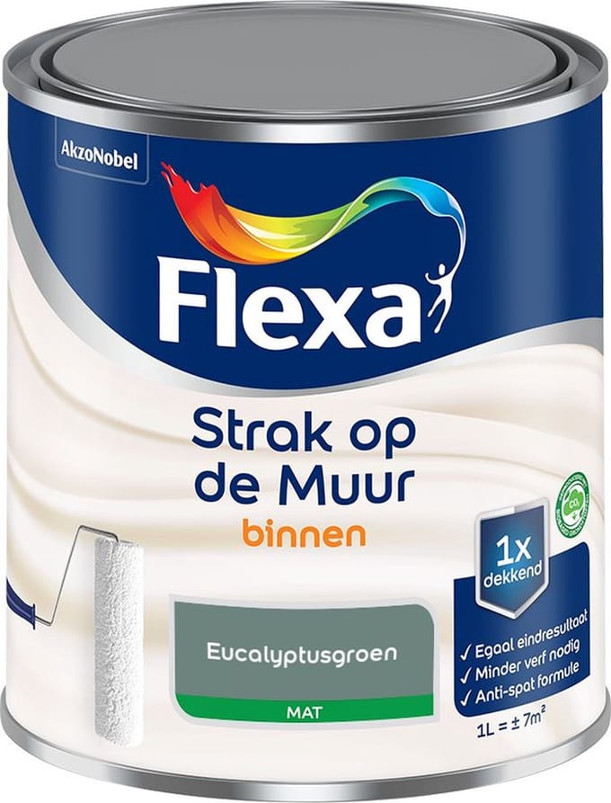 Flexa - Strak Op De Muur Binnen Mat - Eucalyptusgroen - Mengverf - 1 L