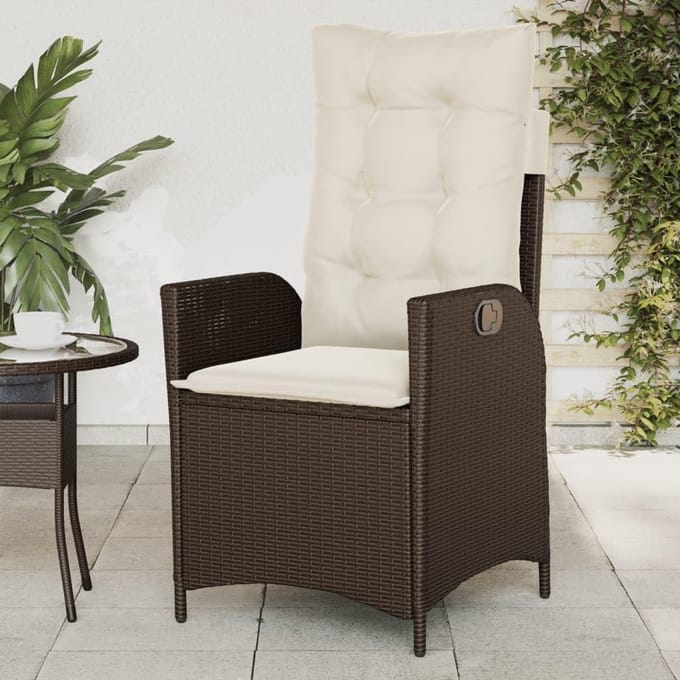 Tuinstoel met kussen - Verstelbare stoel - Buiten relaxen - Verstelbare rugleuning - 61 x 57 x 93 cm - Bruin