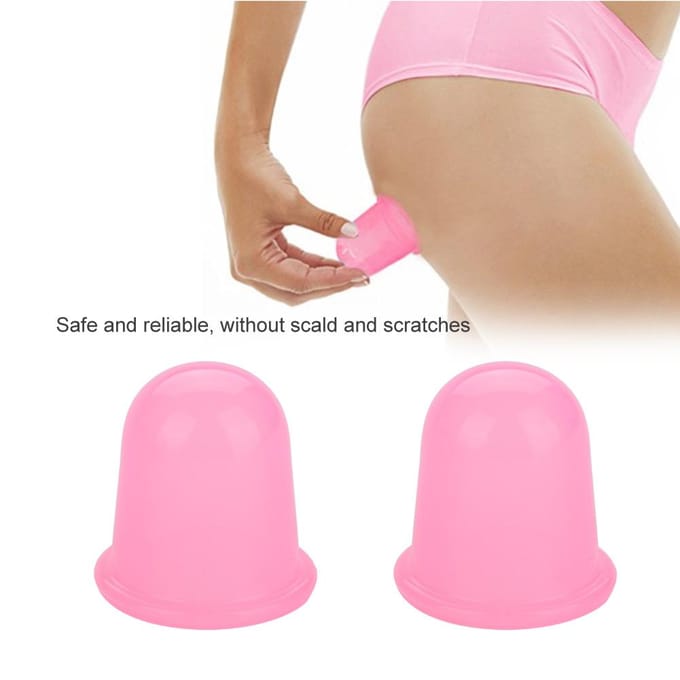 Lot de 2 ventouses de massage anti-cellulite en silicone (Rose) rose