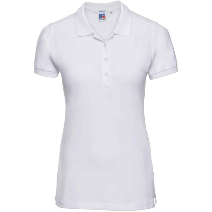 Russell Dames/Dames Piqué Stretch Poloshirt (Wit)