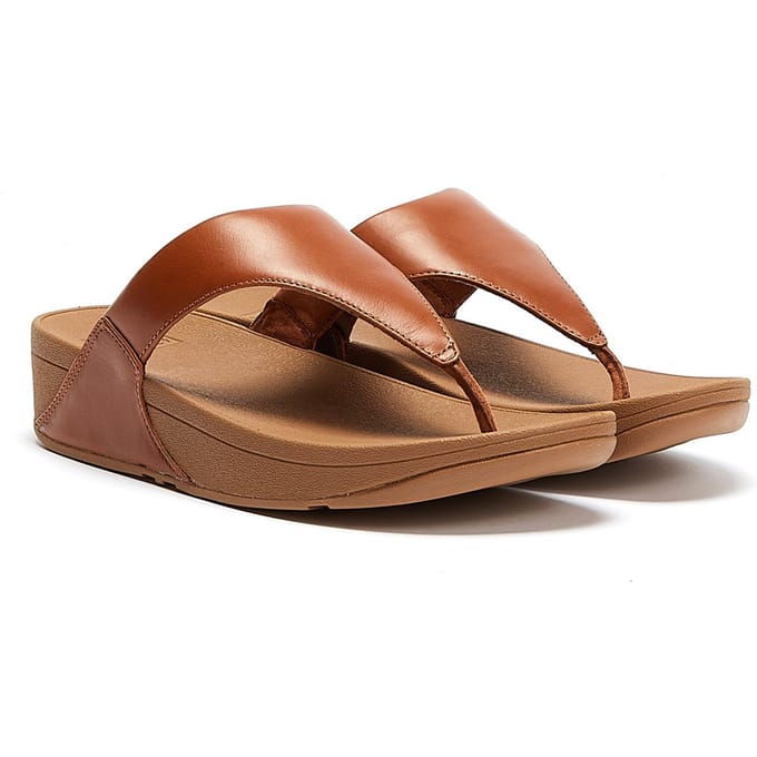 FitFlop Lulu Leather Toepost Dames Slippers - Light Tan