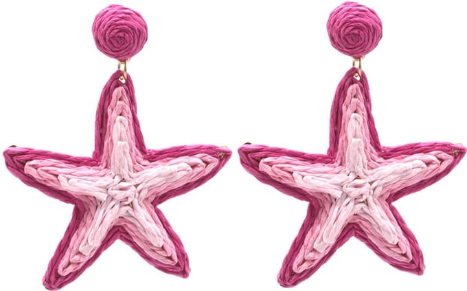 Oorbellen Zeester – Kunststof – 6.5x5.5cm – Roze