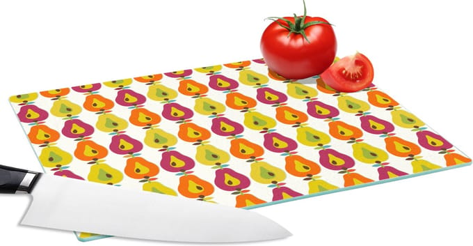 Glazen Snijplank - 28x20 - Retro - Design - Peer - Fruit - Snijplanken Glas