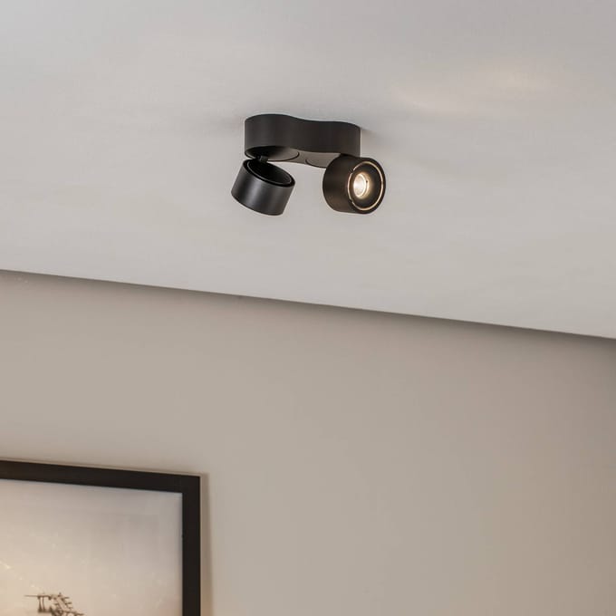Arcchio LED plafondspot Rotari, 1240 lm, 2-lamps, zwart