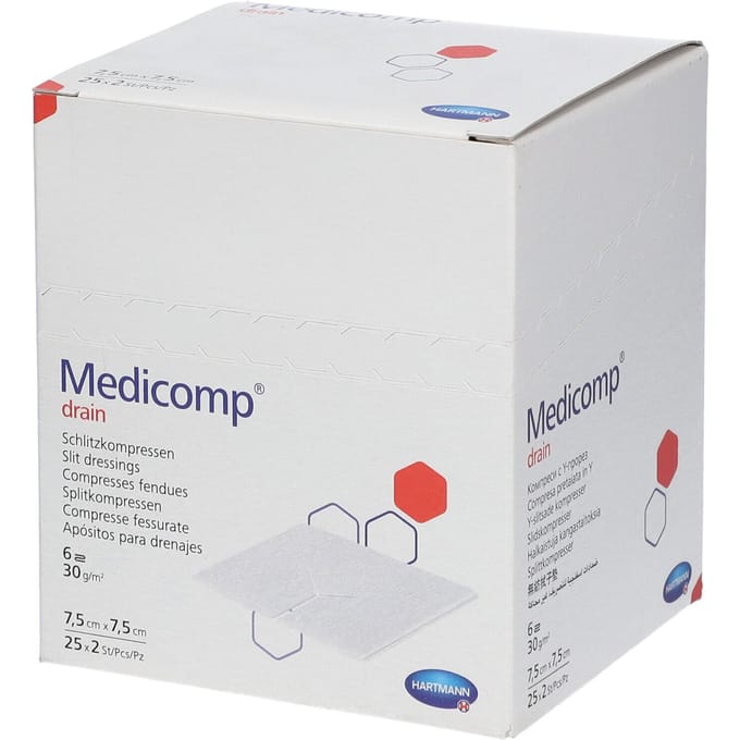 Hartmann Medicomp Drain Steriel Kompres 6 Lagen 7.5 x 7.5cm 421533 50 Compressen
