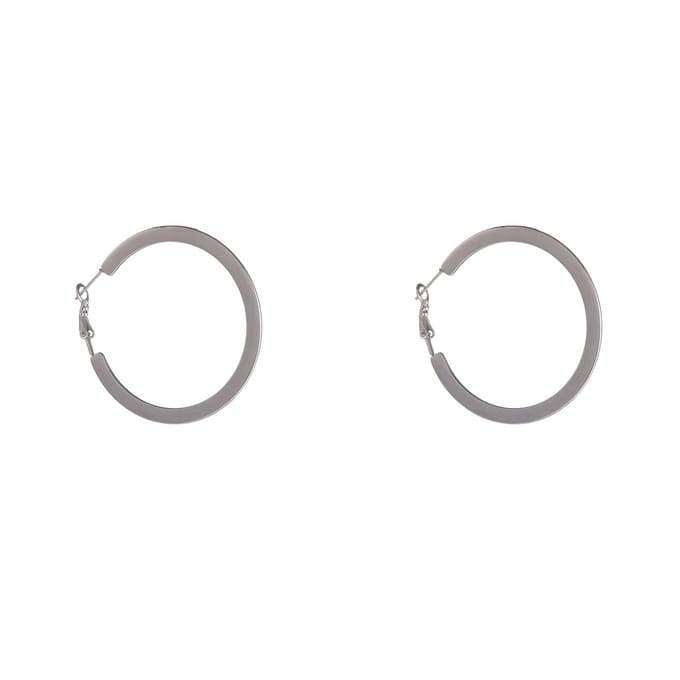 Go Dutch Label Oorringen Flat Hoop - 50mm Zilverkleurig