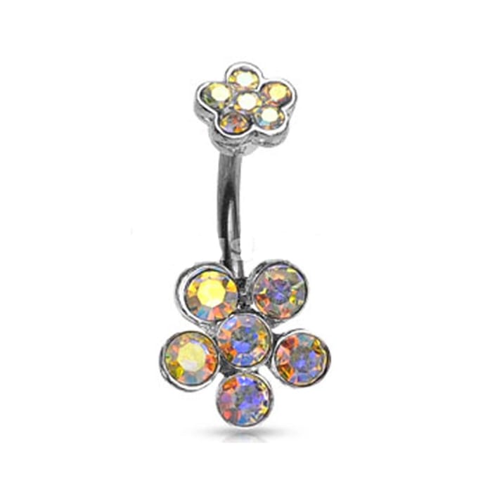 Navelpiercing dubbele bloem - zilver multi - LMPiercings