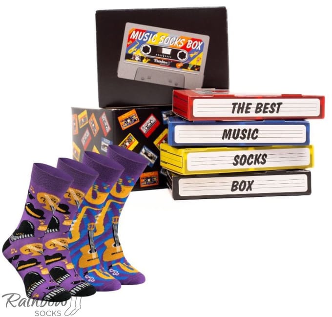 Rainbow Socks - Jazz Sokken - Geel - Muziek Thema - Maat EU 47-50