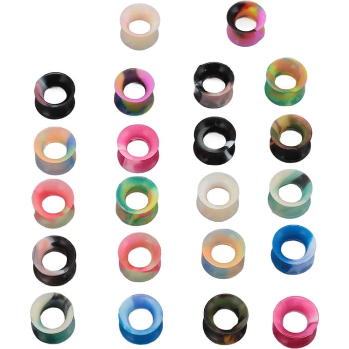 11 Paar 10mm Siliconen Oorpluggen Stretchkit Gemengde Kleuren Zachte Flexibele Oortunnel beige