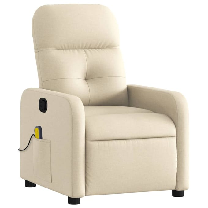 vidaXL - Massagestoel - met - crèmekleurige - stof