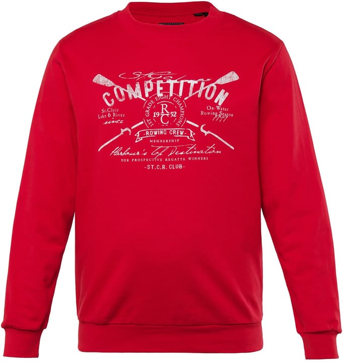 Men Plus - Heren - Sweatshirt ronde hals grote print - Rood - Maat L
