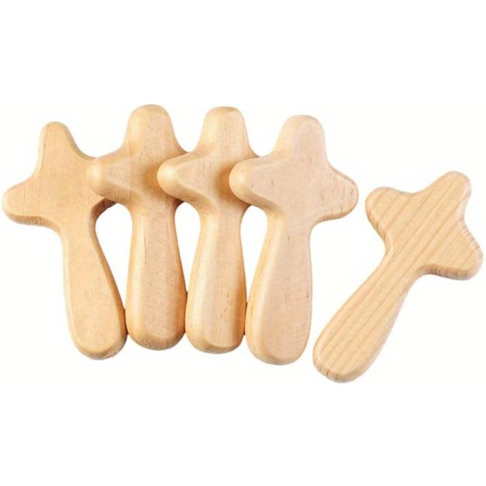 5 Stuks Handvast Houten Zakgebed Portable Vasthouden Kruisen Christelijke Gift voor Vasthouden Sieraden Maken Kerk Religieus Gebed